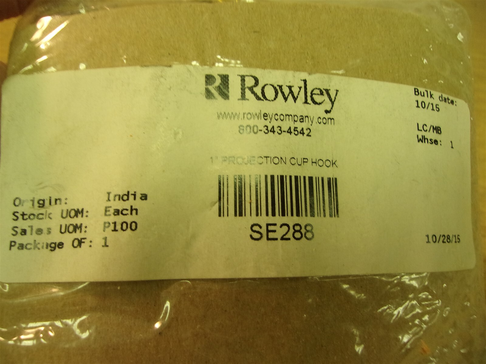 NEW Rowley 1″ Projection Cup Hook SE288 lot of 100 *FREE SHIPPING*