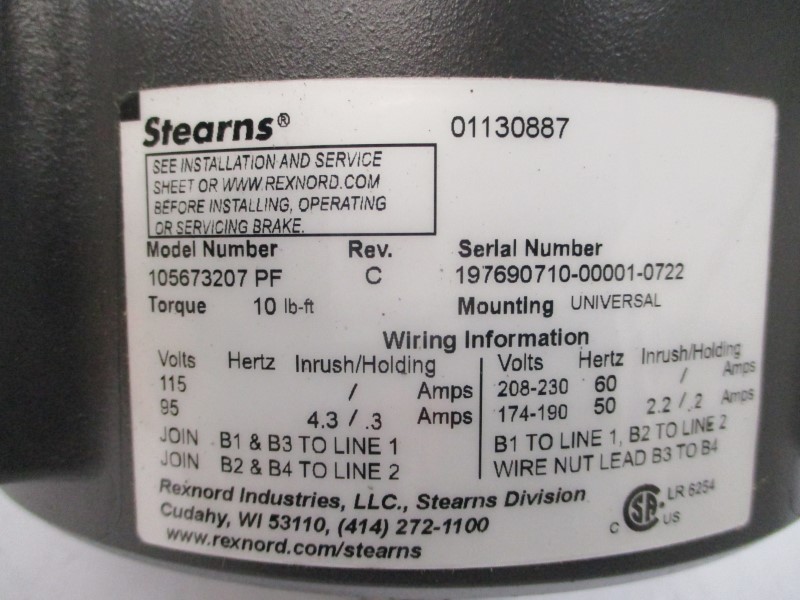 STEARNS 105673207PF 95-115V 4.3/.3A REV. C NSMP
