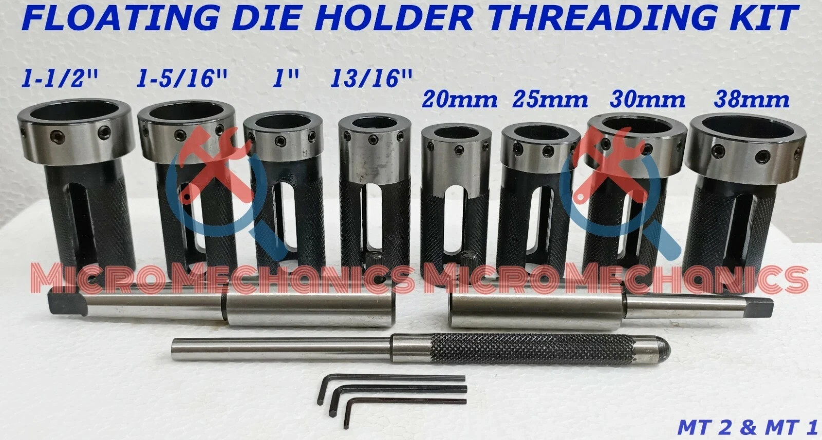1MT 2MT Lathe Tailstock Die Holder Set Floating Type Shank Lathe Threading Kit