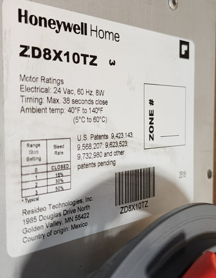 HONEYWELL ZD8X10TZ 8″ X 10″ Rectangular Damper 24 VAC