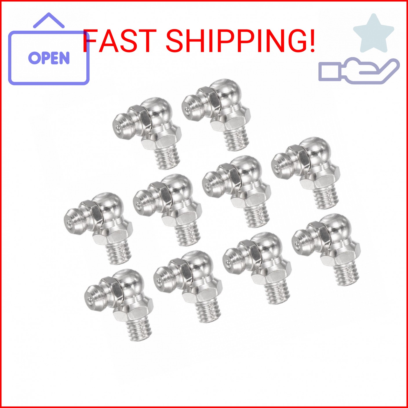 uxcell Nickel-Plated Iron 90 Degree Grease Fitting M6 x 1mm Thread Hydraulic Gre