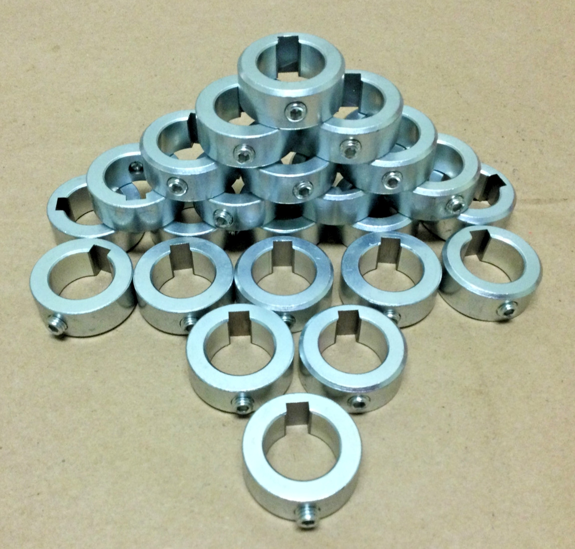NEW, (LOT OF 23) 1 1/2” ZINC PLATED STEEL LOCKING COLLAR 2229656, FREE SHIPPING