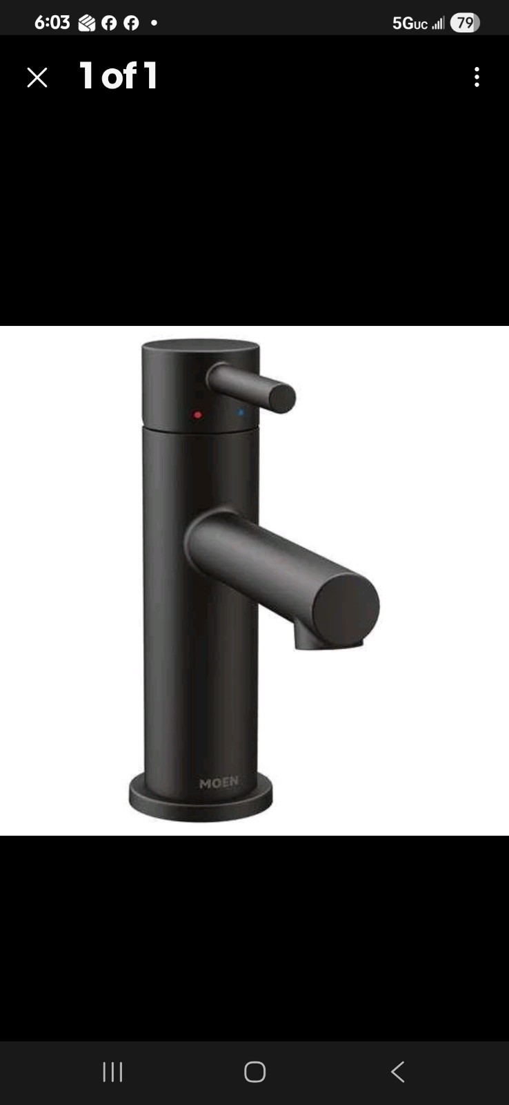 Moen 6190BL Align Single Handle Monoblock Bathroom Sink Faucet in Matte Black