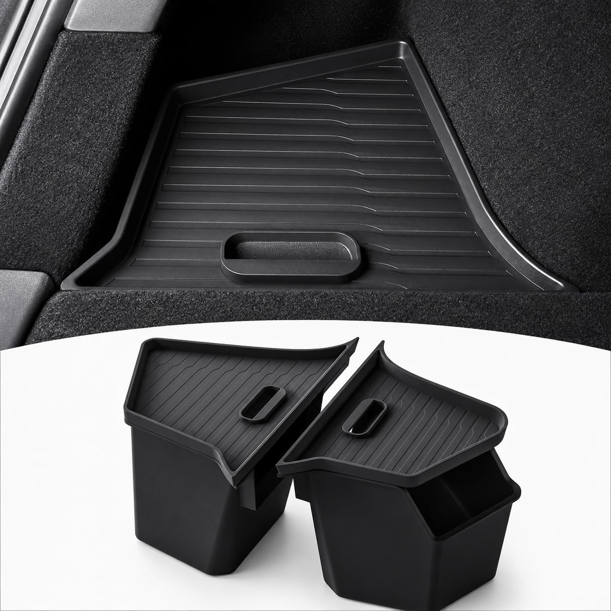 New 2025 2026 Model Y Juniper Rear Trunk Storage Bins with Lids 2PCS Refresh Mod
