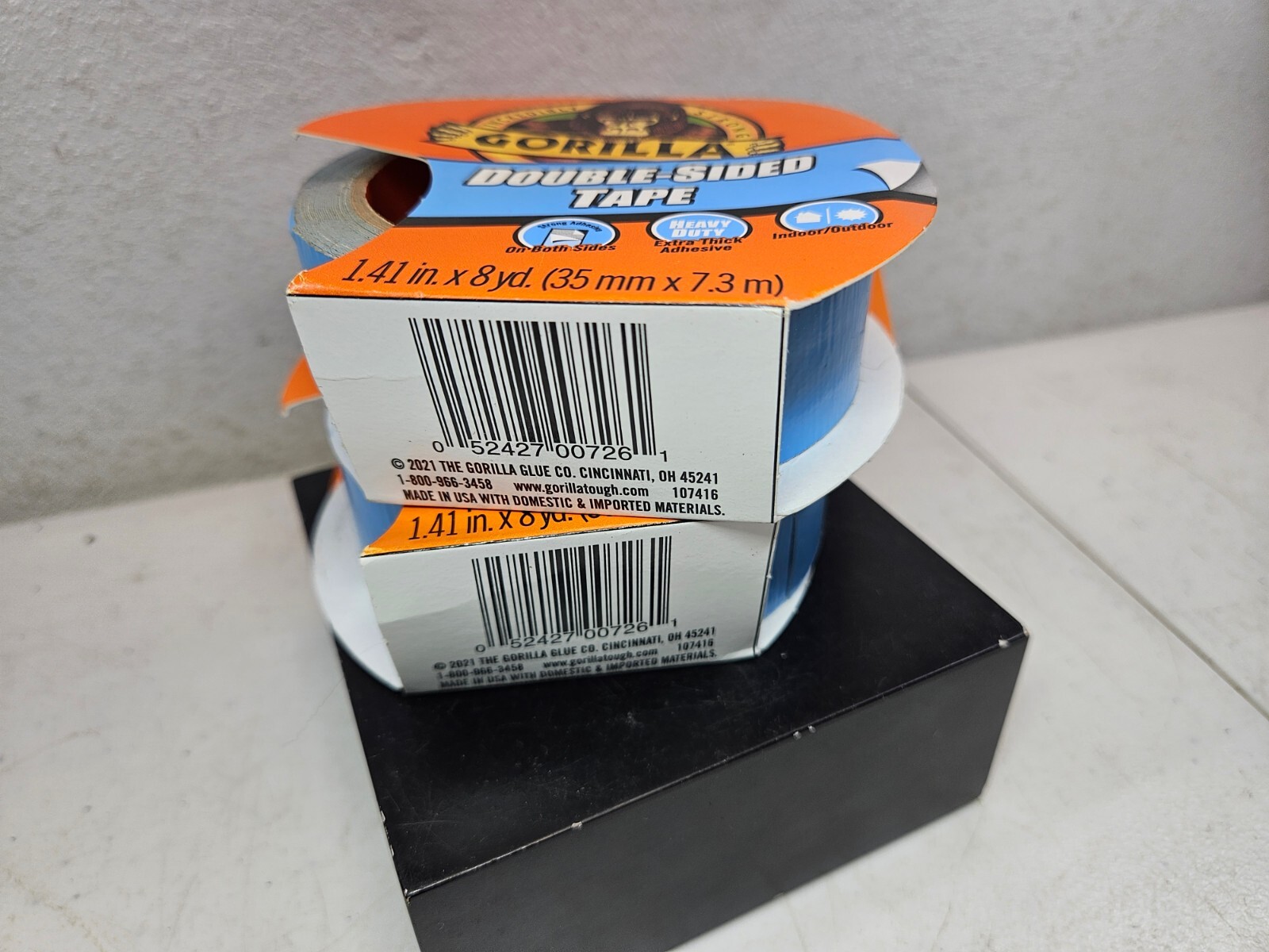 Gorilla Double-Sided Tape, 1.41″ x 8 yd, Gray | 2 PACK – NEW – FAST SHIP!💨✅
