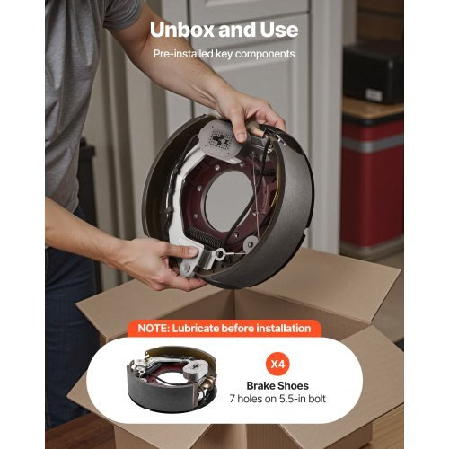 Electric Trailer Brake Kit, 12.25 x 3.375 Inch, 2 Pairs Self-Adjusting Electric