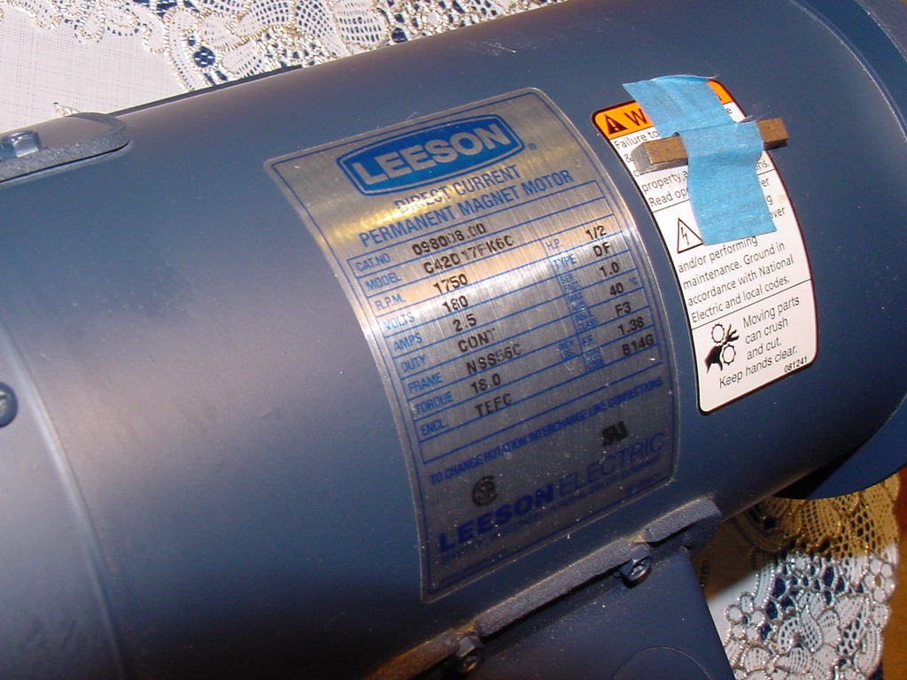 Leeson 098008.00, Permanent Magnet DC SCR Motor, 1/2 HP, 1750RPM, 180VDC, New
