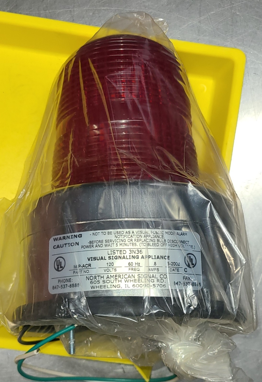 North American Signal MI-P Dome Signal Beacon Light, Red, 120V