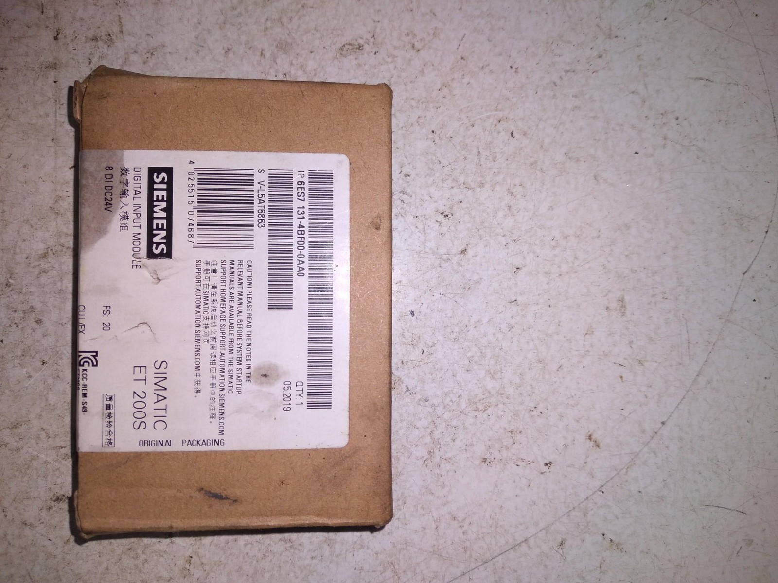 SIEMENS SIMATIC ET 200S 6ES7 131-4BF00-0AA0 V-L5AT6863DIGITAL INPUT MODULE DC24V