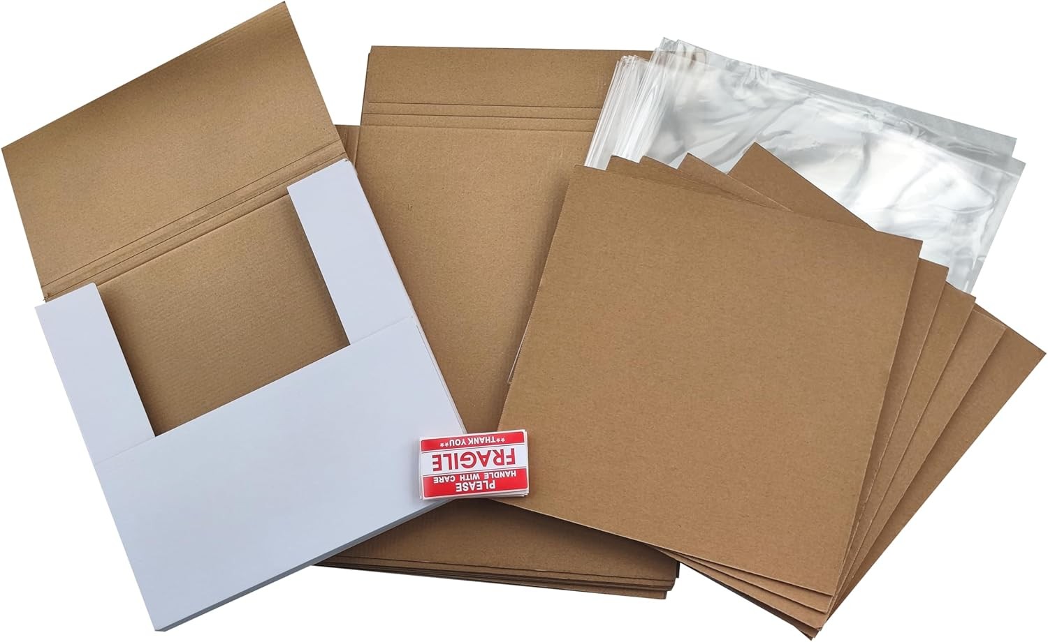 Vinyl Record White LP Shipping Boxes Set 12.5″ x 12.5″ x 1″ Record Mailers