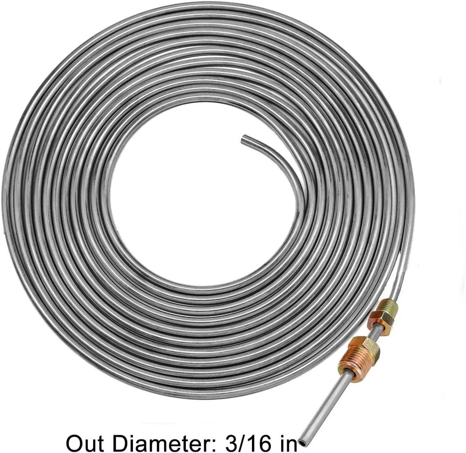 3/16″ Stainless Steel Brake Line Kit – 25 Feet Heavy-Duty & Rust-Proof Brake Tub