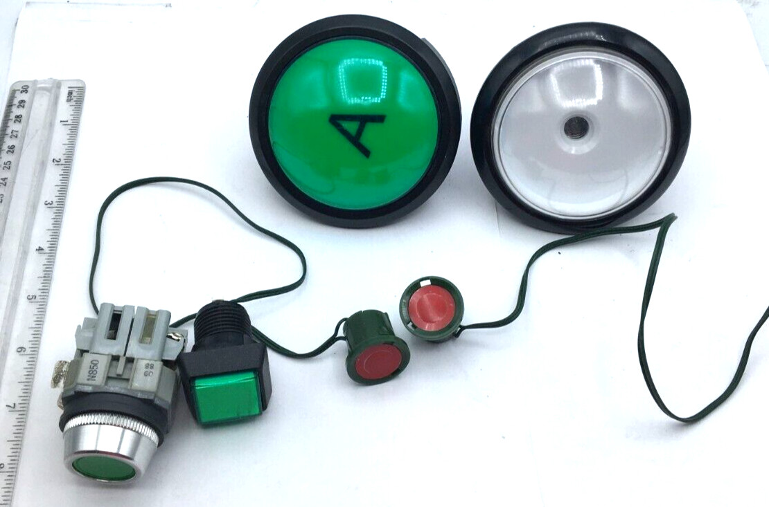 IDEC Push Button Light Lot of 6 Red, Green, Clear Different Sizes BST-010 READ