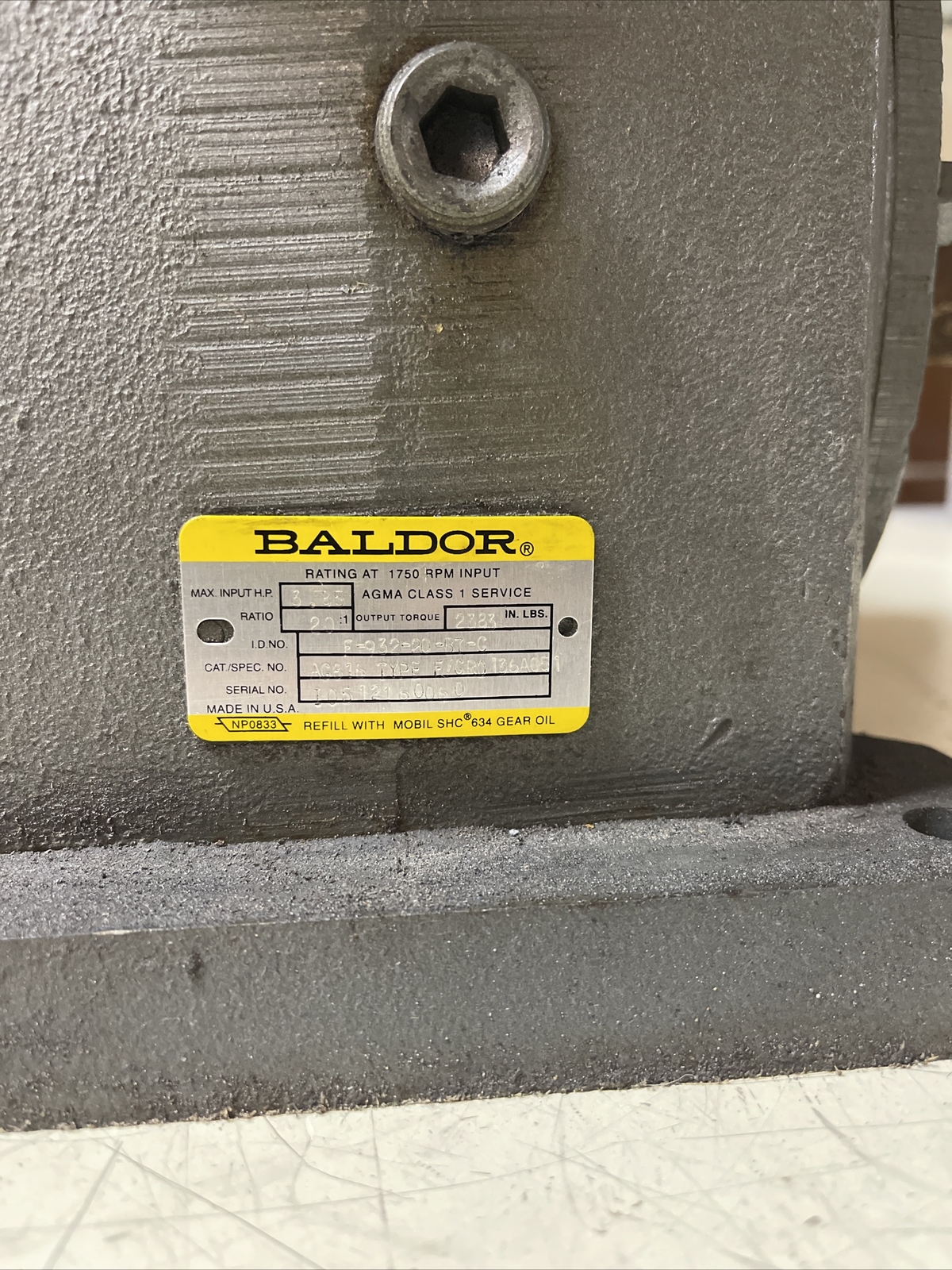 *Used* GAST 8AM-32A-FB20 Air Powered Gear Drive Baldor 3.8HP 20:1 Ratio