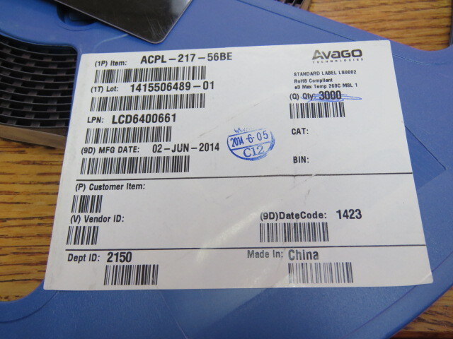 AVAGO ACPL-217-56BE Qty of 10 per Lot Optoisolator Transistor Output 3000Vrms 1