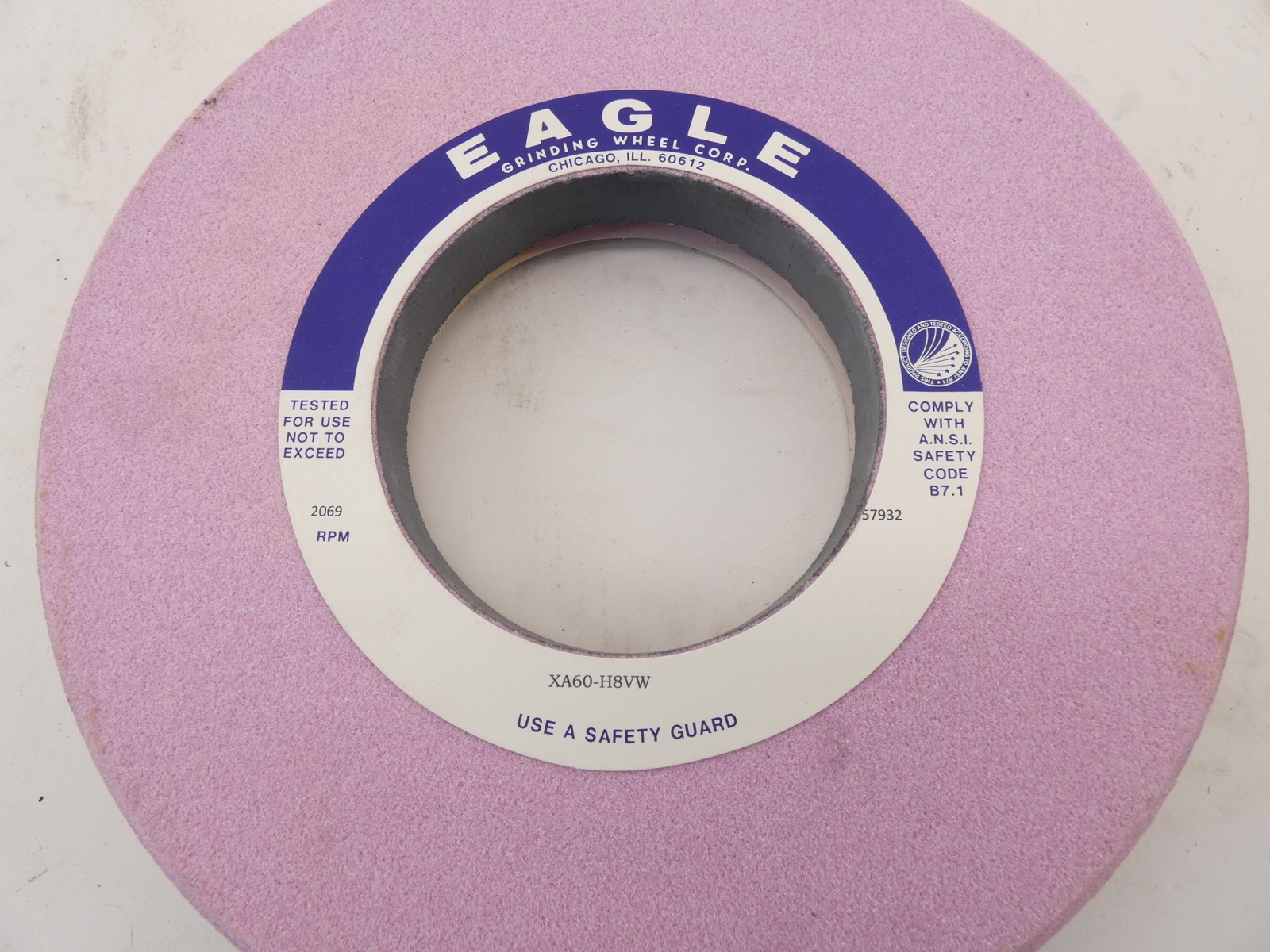 Eagle Grinding Wheel XA60-H8VW 5″ ID 12″ OD 2069 RPM – NEW Surplus!