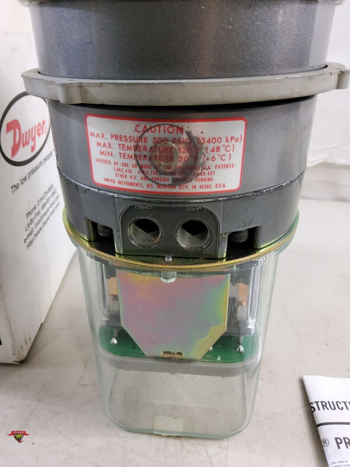 Dwyer 43004 Phothelic Pressure Switch Gauge NEW