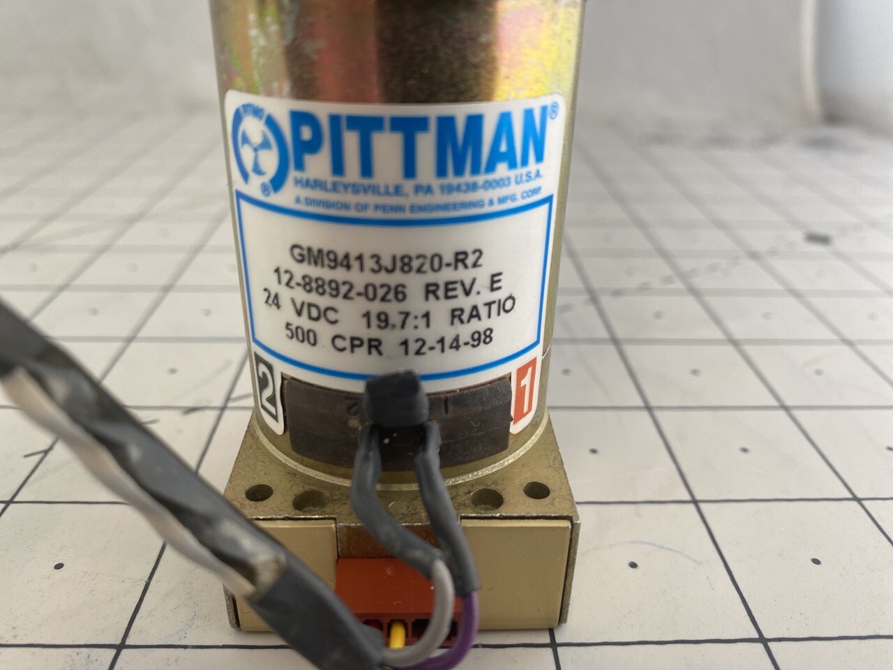 Pittman GM9413J820-R2 DC Gear Motor, 24VDC, 19.7:1 Ratio, 500 CPR 12-8892-026