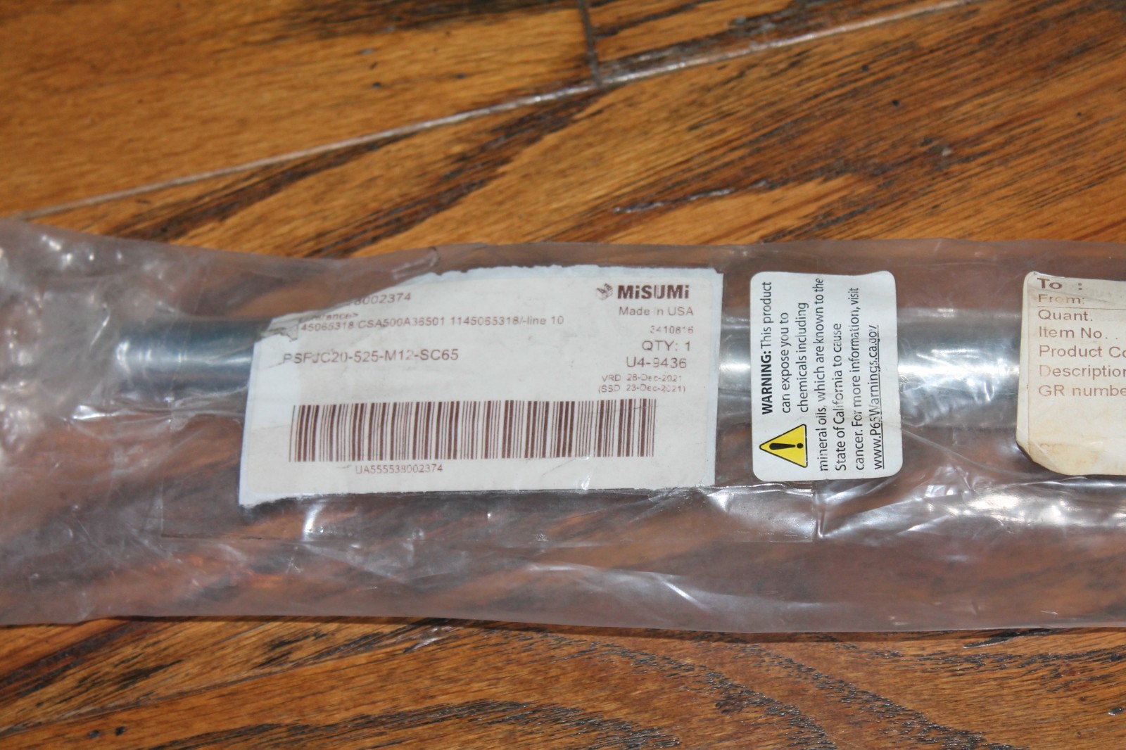 Misumi Piab Linear Shaft PSFJC20-525-m12-sc65 PIAB 0237501