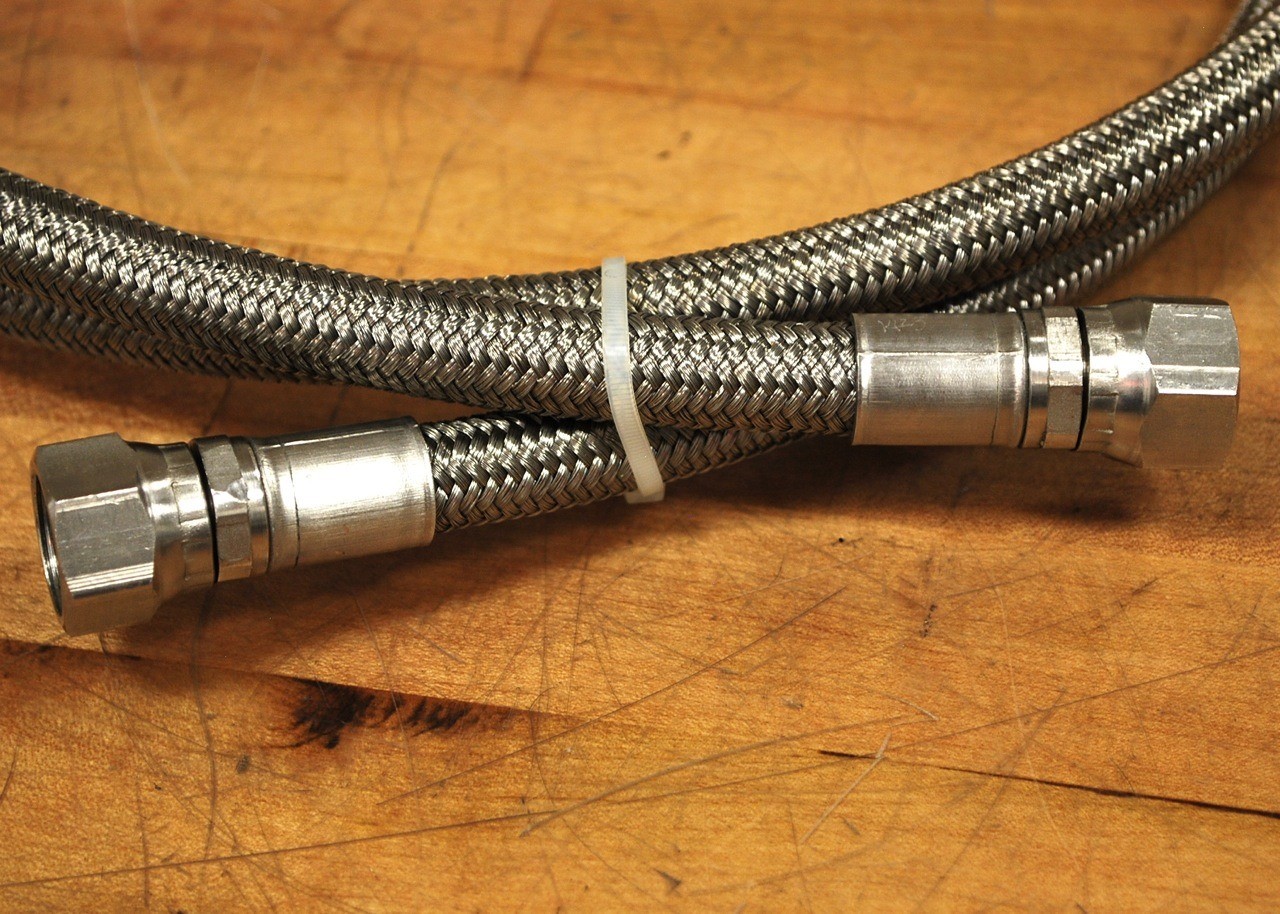 3/8″ ID x 80″ Stainless Steel Braided Hose with Compression Fittings – NEW