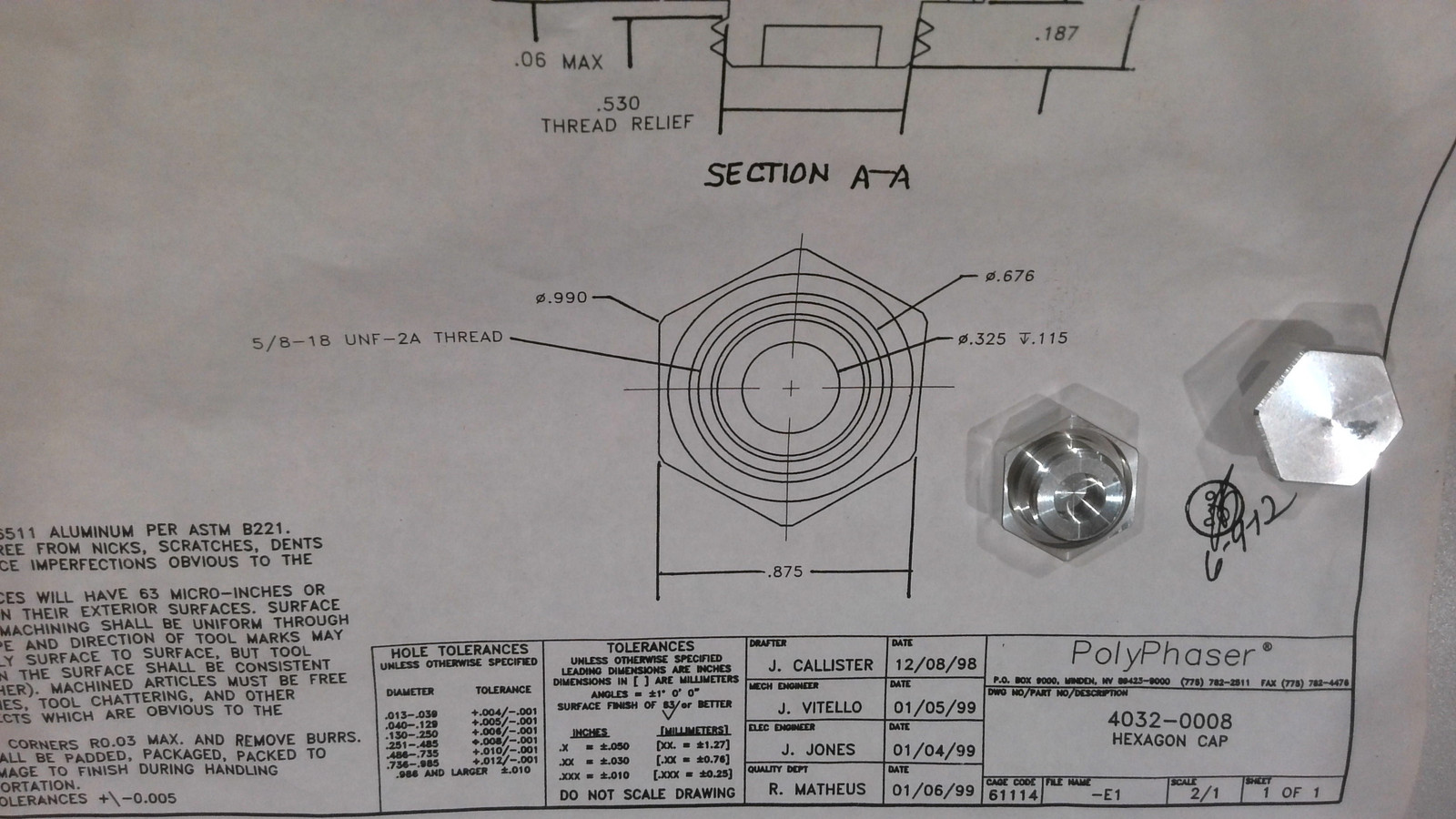 POLYPHASER 4032-0008 HEXAGON CAP (LOT OF 10)