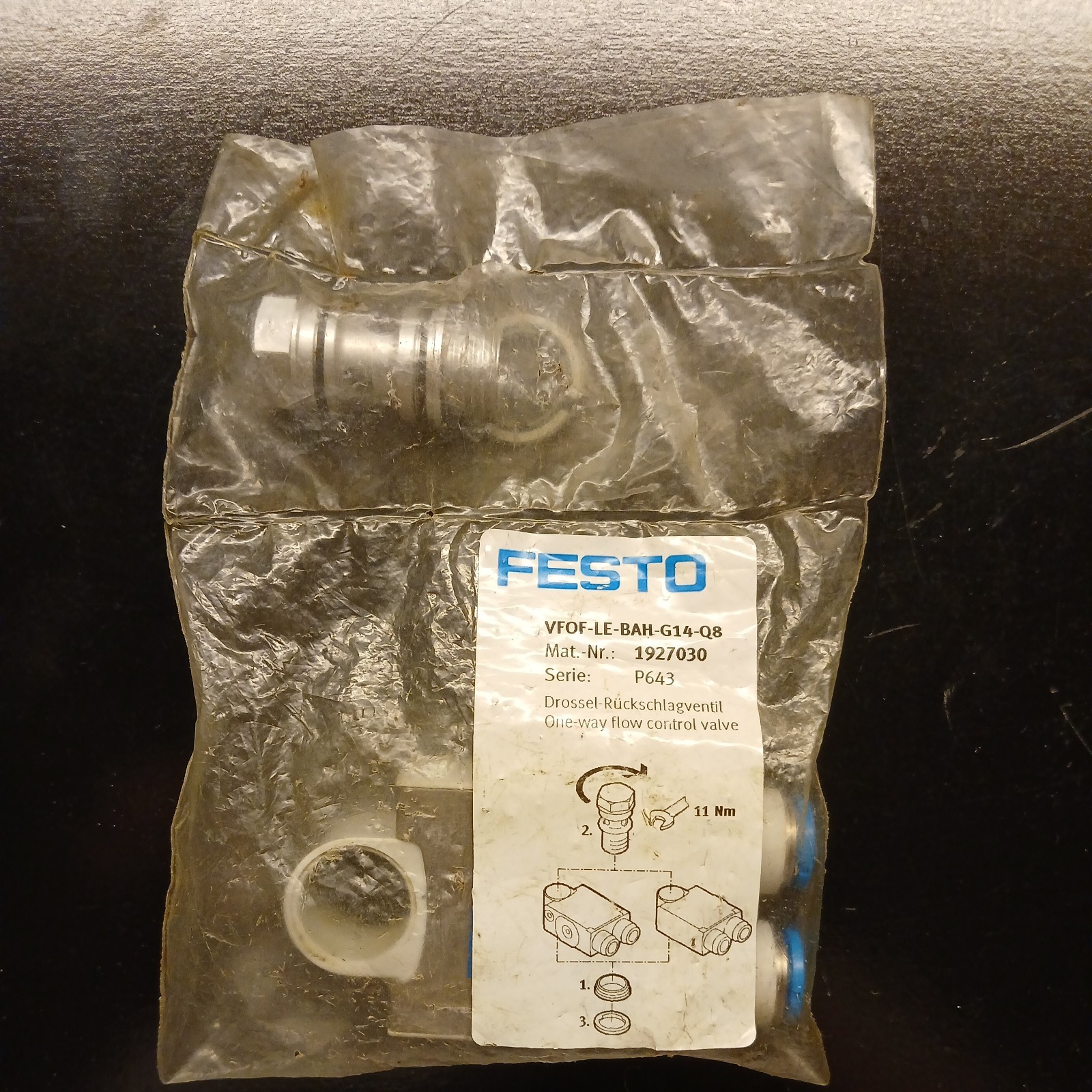New VFOF-LE-BAH-G14-Q8 Festo 1927030 Fast Shipping One-way throttle valve