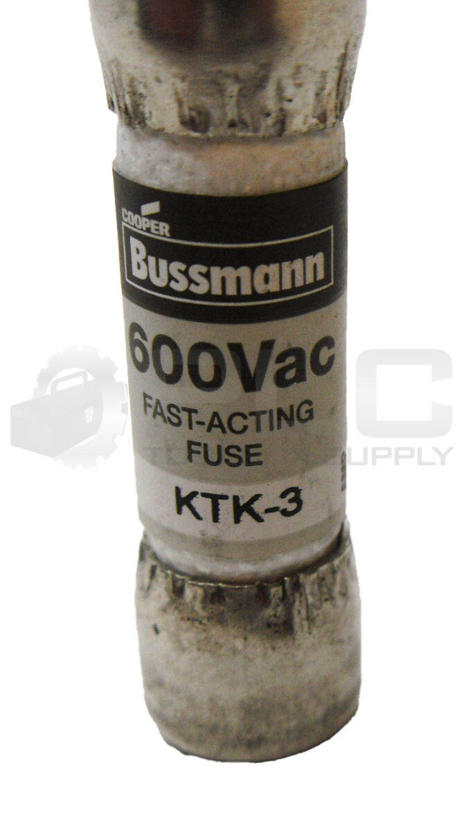 LOT OF 6 NEW BUSSMANN KTK-3 FAST ACTING FUSE 3A 600VAC
