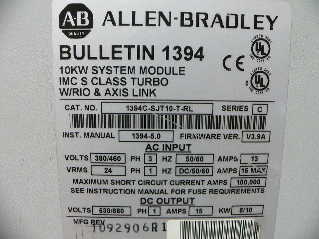 Allen Bradley Digital Servo Controller 1394C-Sjt10-T-Rl