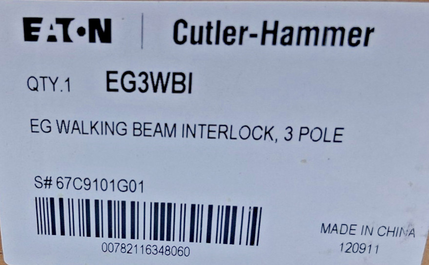 Eaton Cutler-Hammer EG3WBI EG Walking Beam Interlock 3-Pole