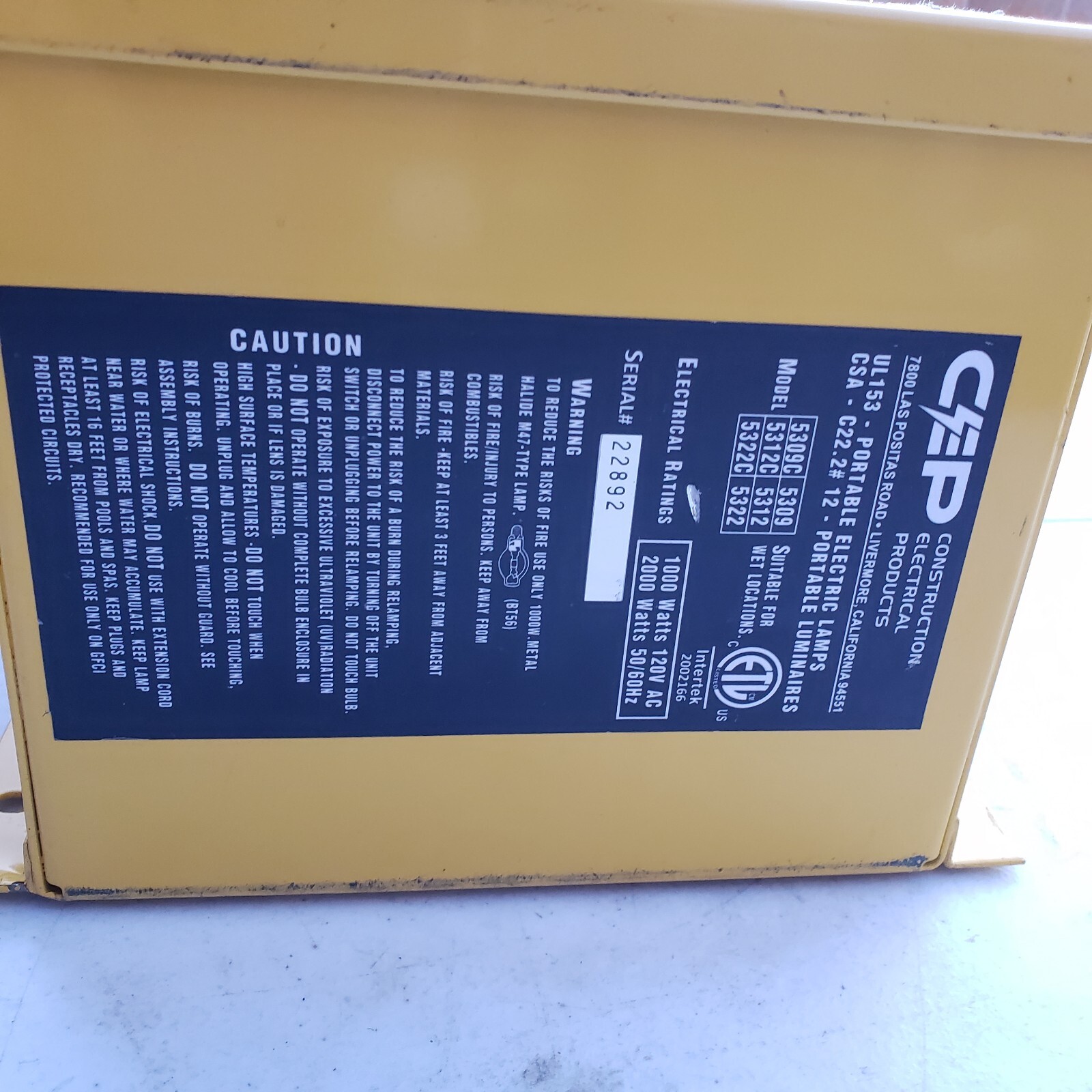 CEP Construction Electrical Products Power Unit For 5309C, 5312C, 5322C