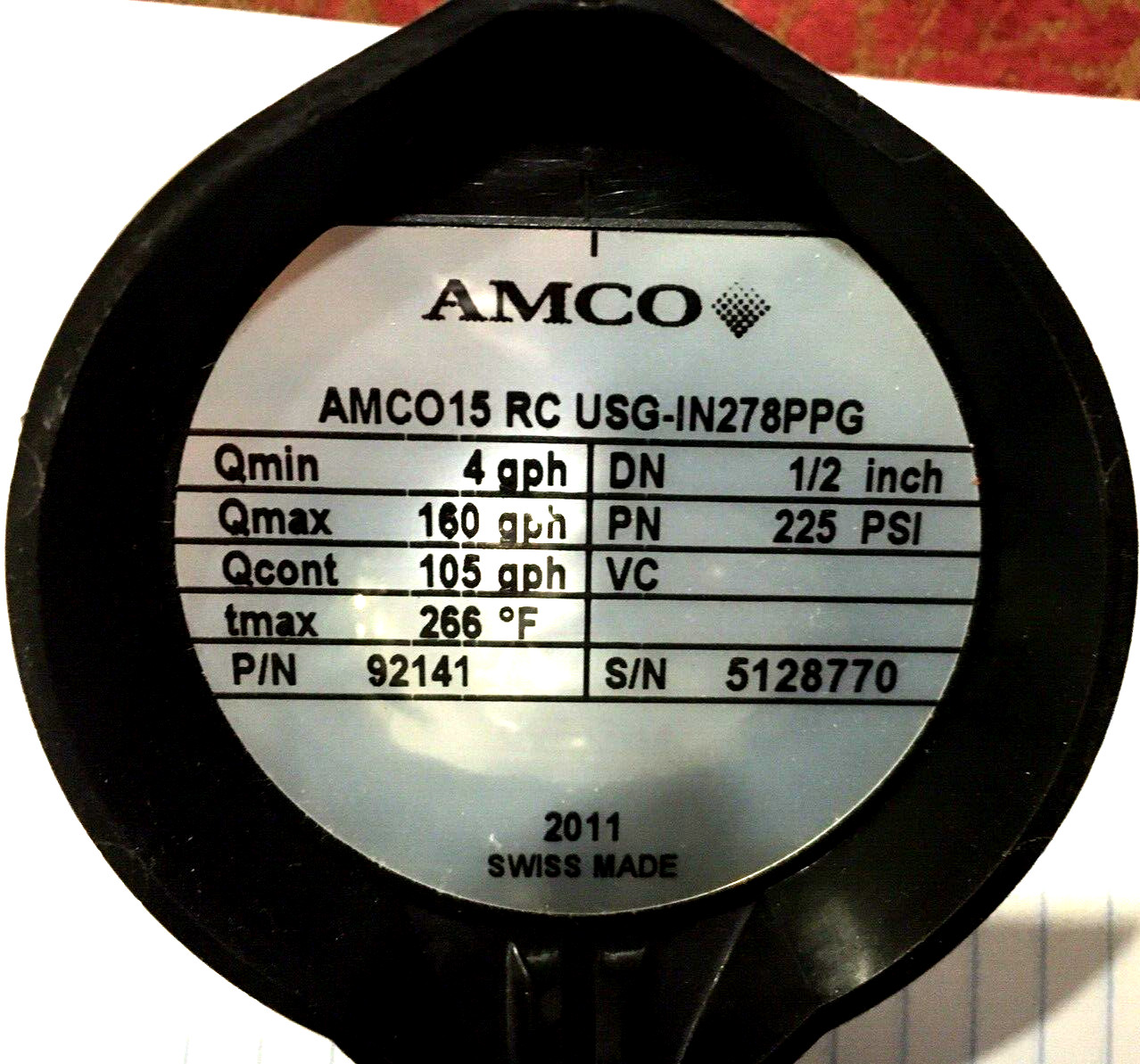 AMCO Flow Meter AMCO15 RC USG-IN278PPG P/N 066328