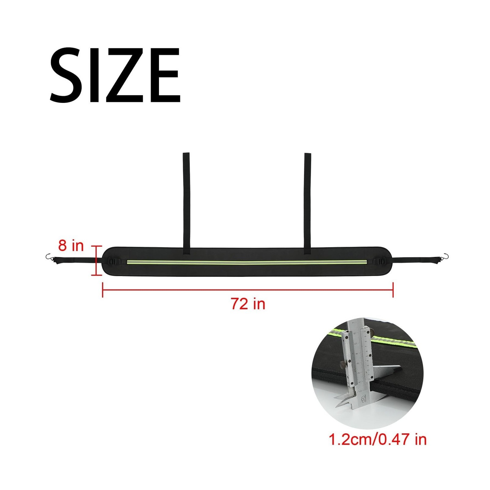 Rear Bumper Guard – 72x8x0.4in – w/ Safety Reflector – Fit For Car