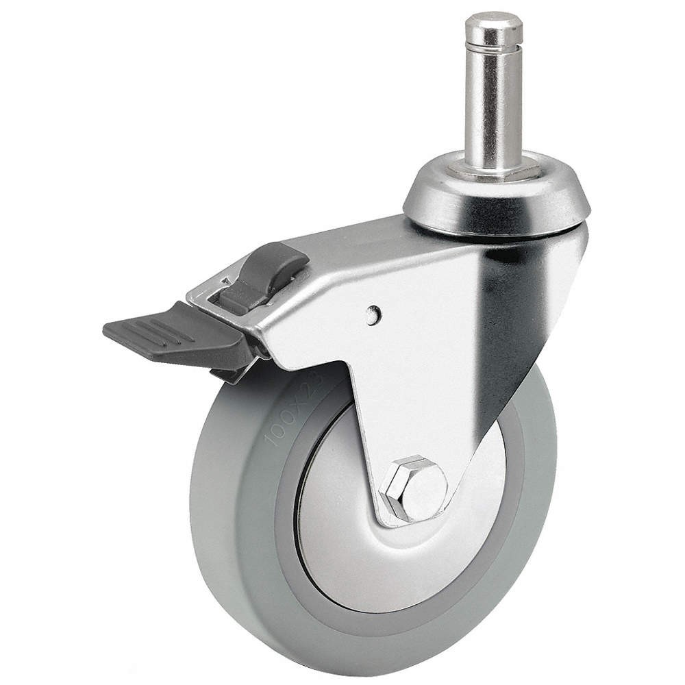 MEDCASTER RZ03TPP090TLGR01 Stem Caster,3″dia,140lb 55FE55