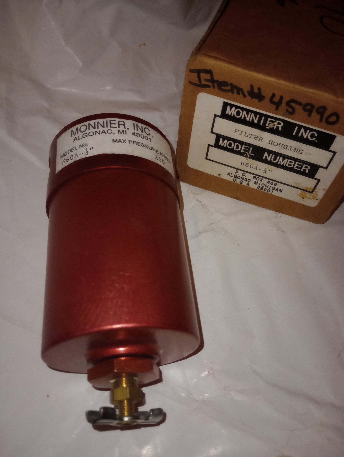 NEW GENUINE MONNIER, INC. MODEL 660A-1/2″ FILTER HOUSING 150 PSI