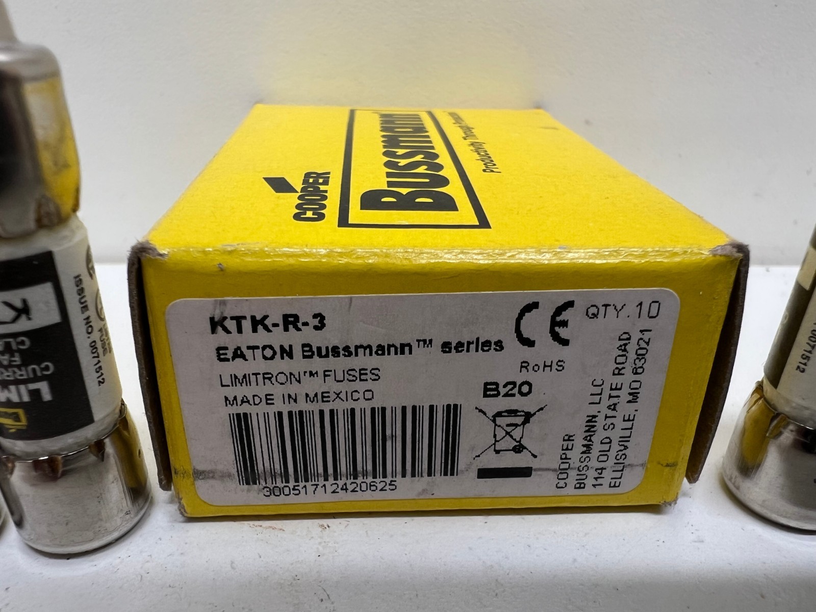 LOT OF (10) NEW IN BOX! EATON BUSSMANN 3A FAST-ACTING FUSES KTK-R-3