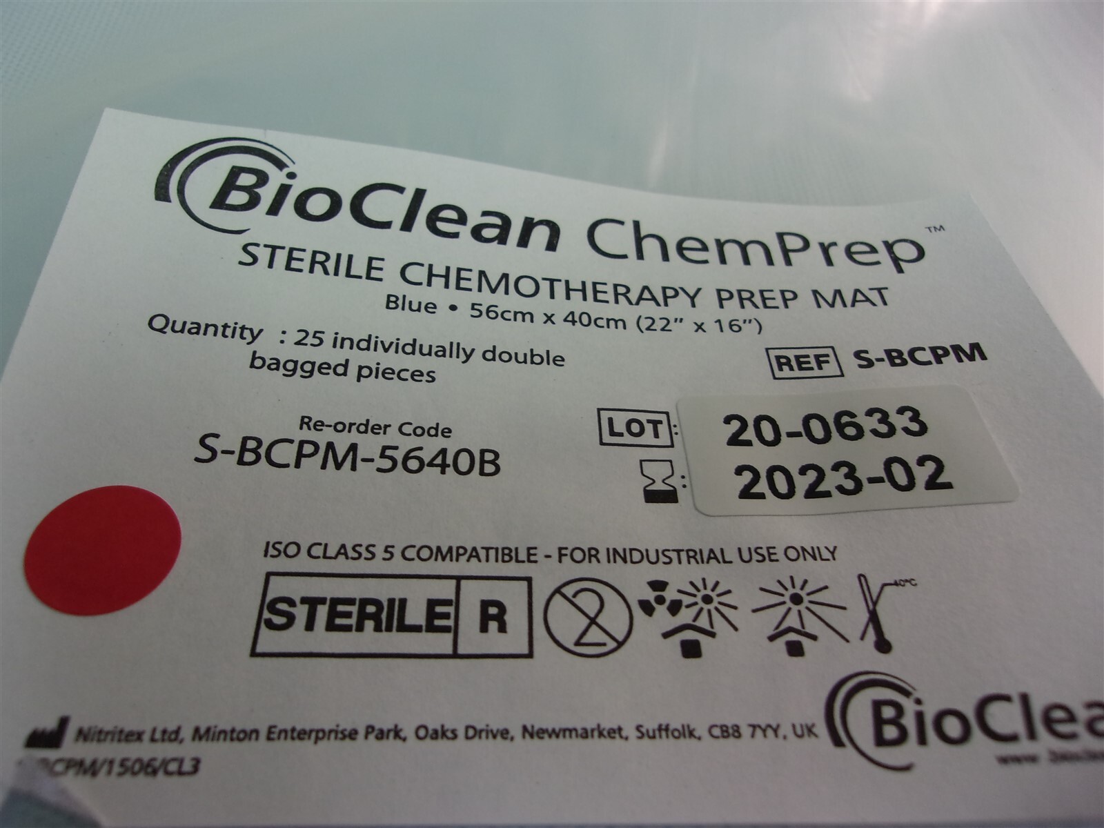 NEW BioClean Chemprep Sterile Prep Mat 56x40mm S-BCPM-5640B exp 2/23 Lot/46