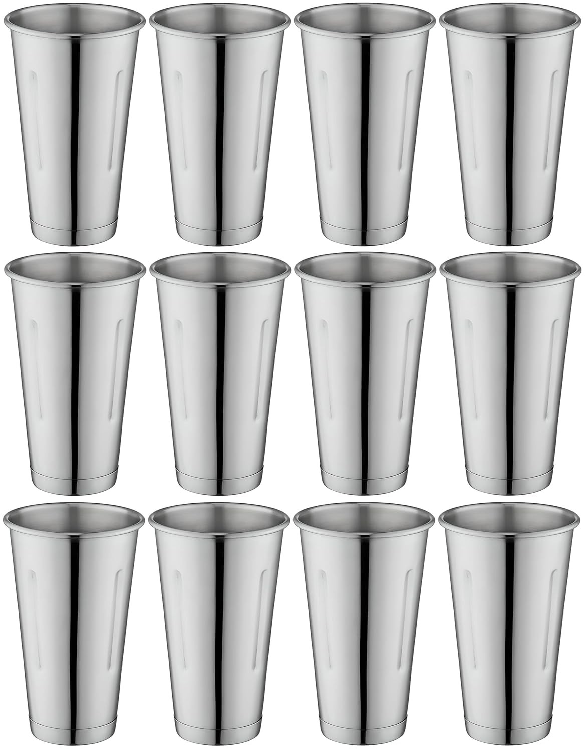 OCS Parts 12-Pack 7″ Stainless Steel Malt and Milkshake Mixing Cups | 30 Ounce