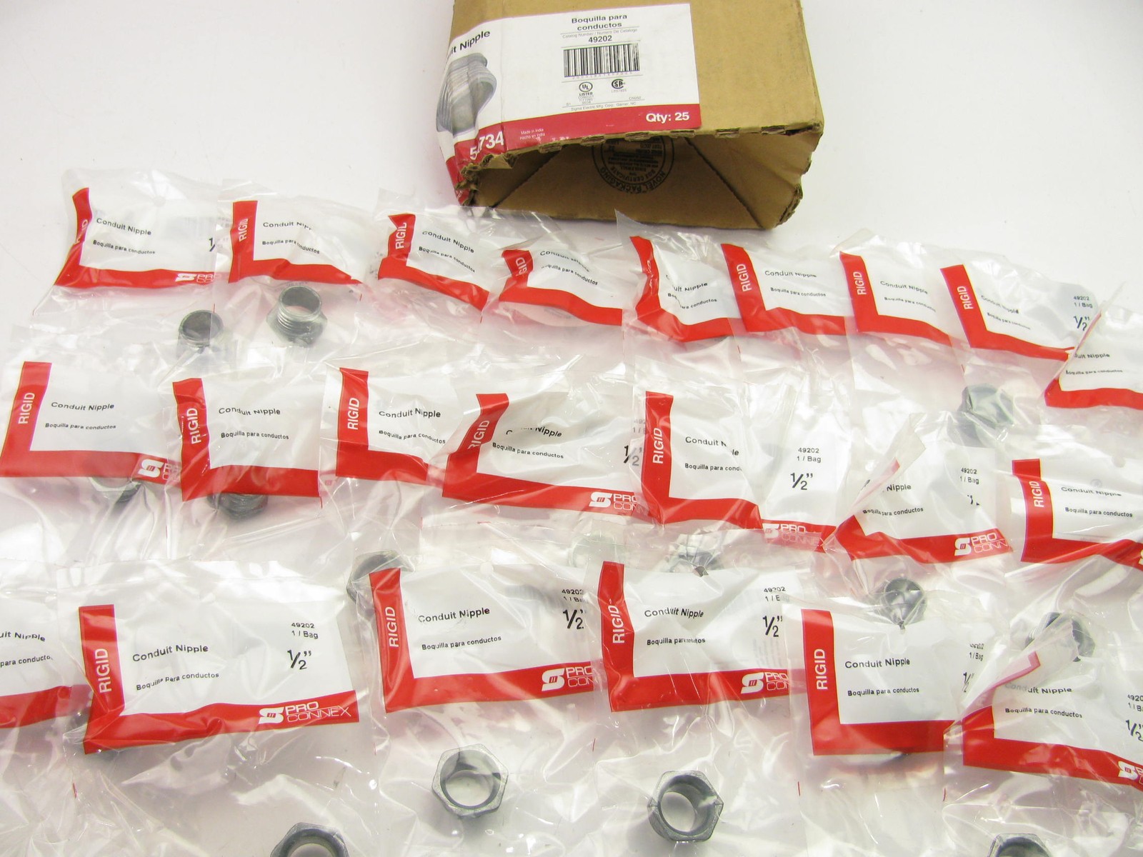 (22) Sigma Electric 49202 1/2″ Die Cast Zinc Threaded Nipple Conduit Fitting