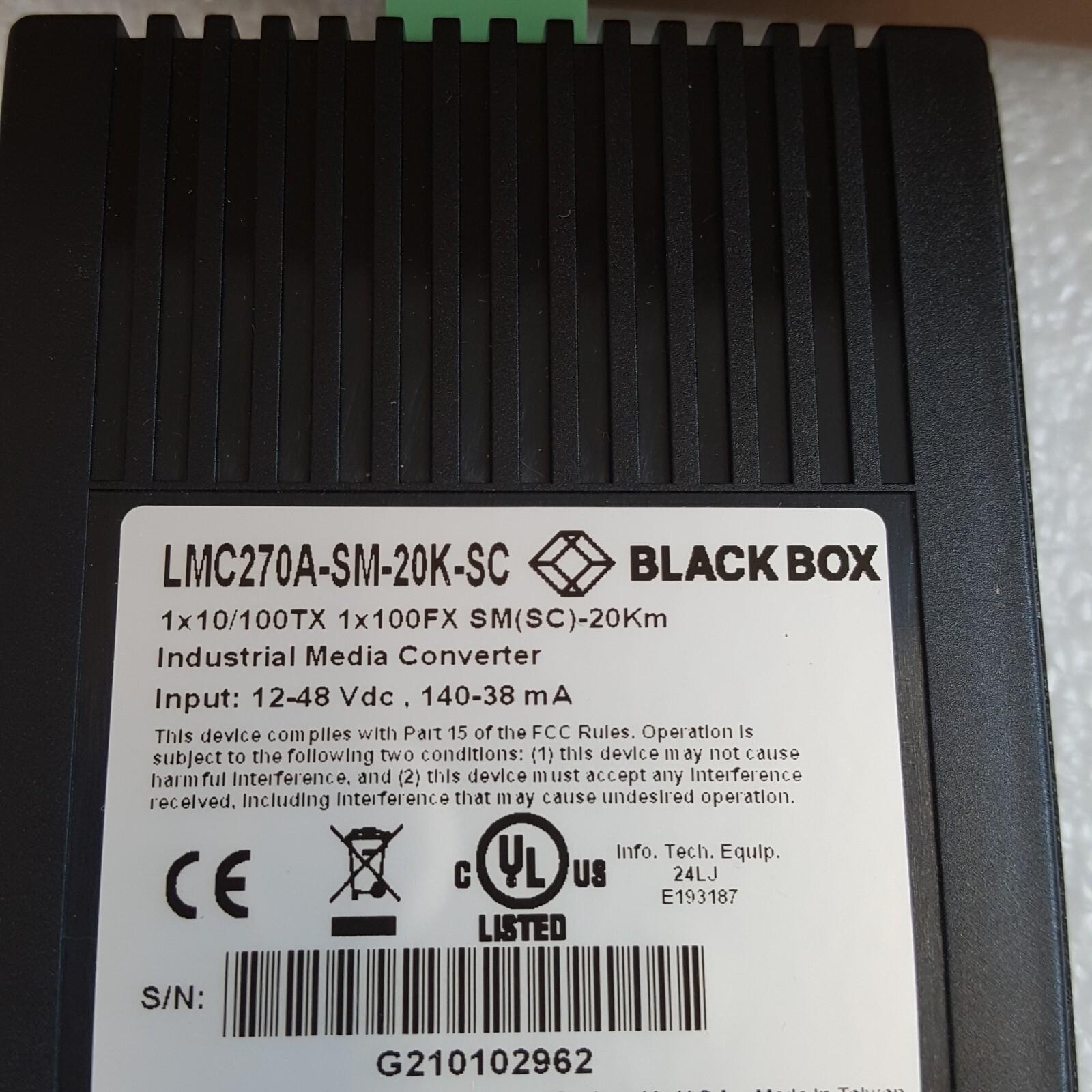 💥NEW BLACK BOX INDUSTRIAL MEDIA CONVERTER LMC270A-SM-20K-SC