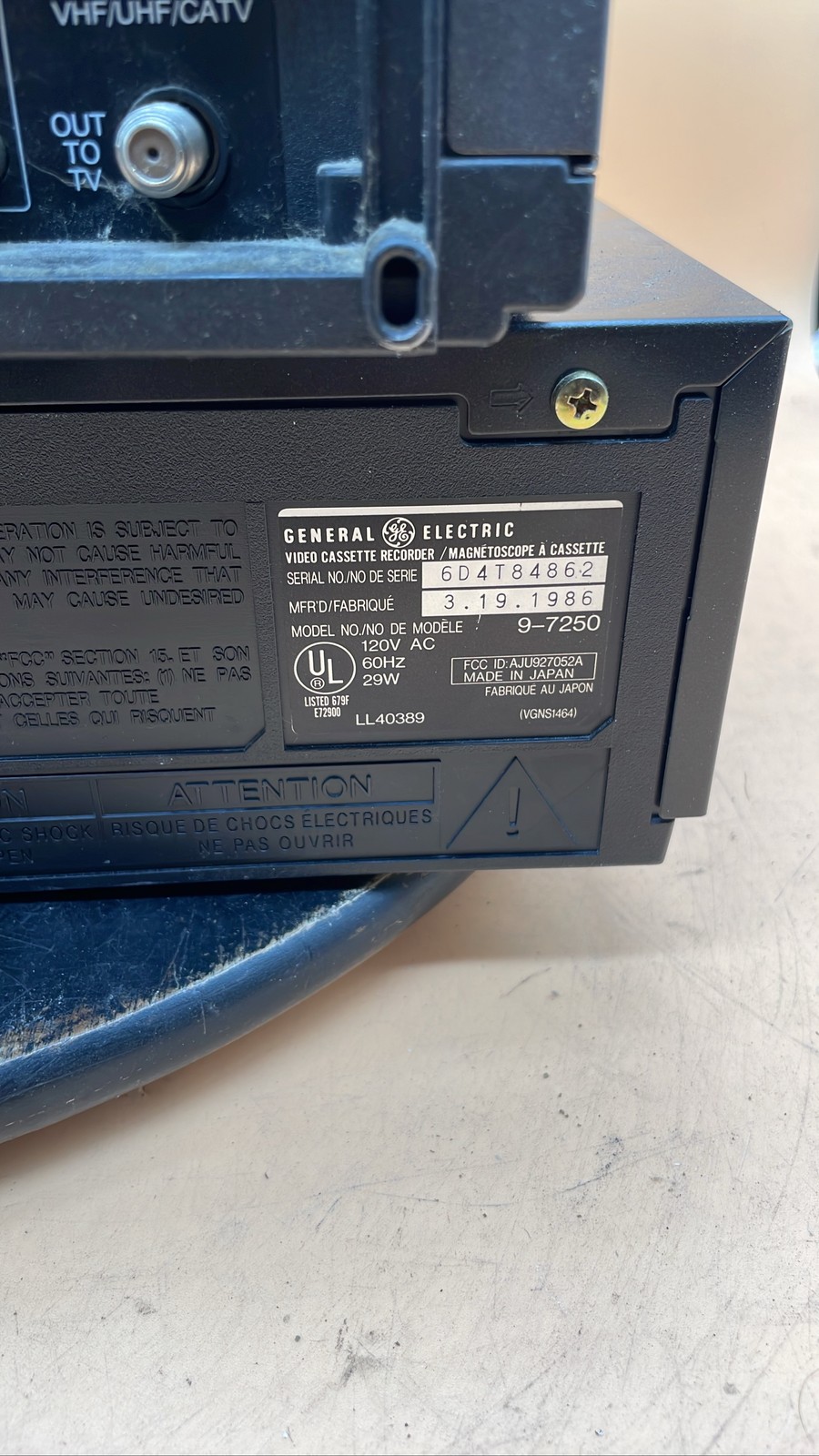 Honeywell HEN04112 Network Video Recorder/Zenith VR4256HF & GE 9-7250 Units