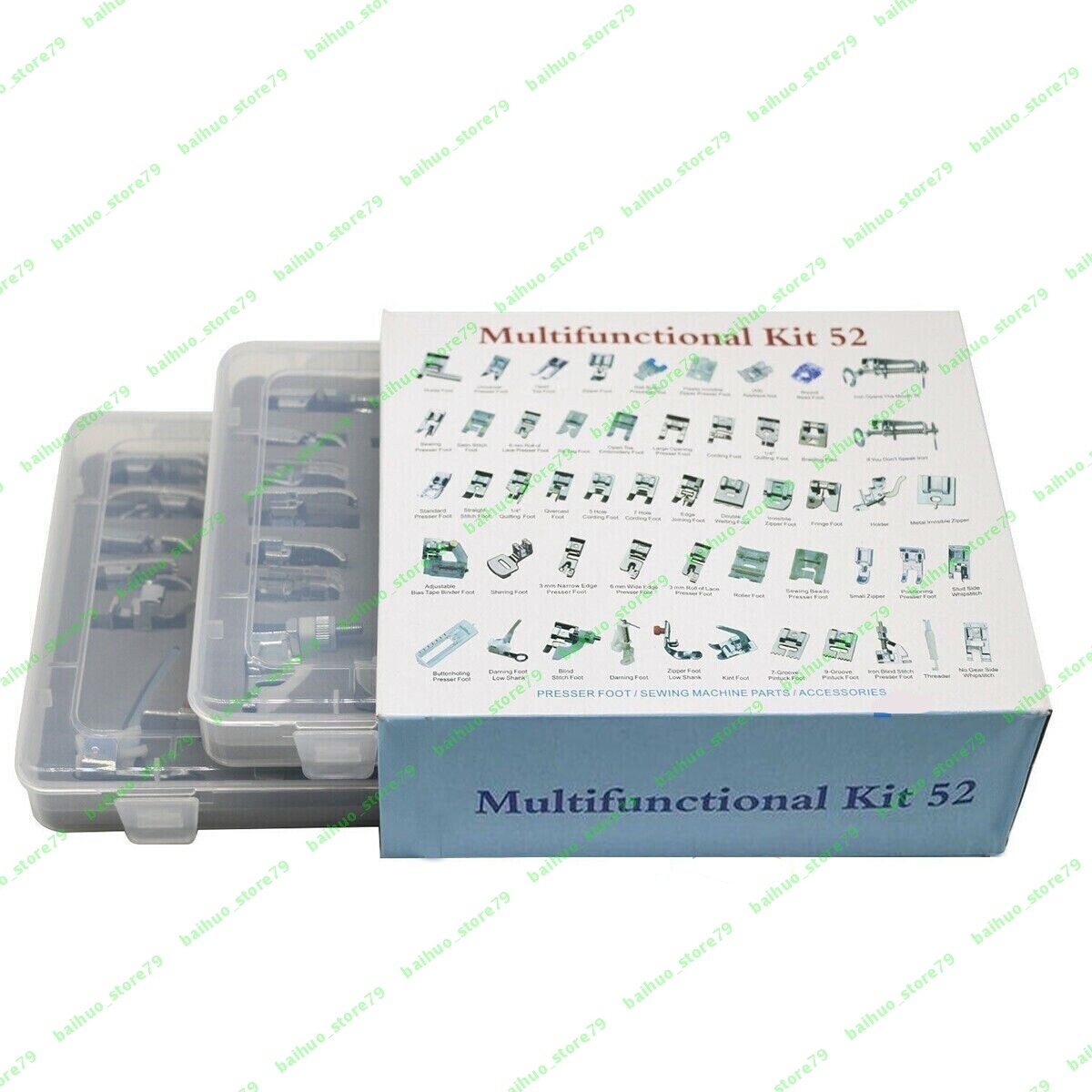Presser Feet with Plastic Storage Box For Singer,Brother,Janome,Elna + 52PCS