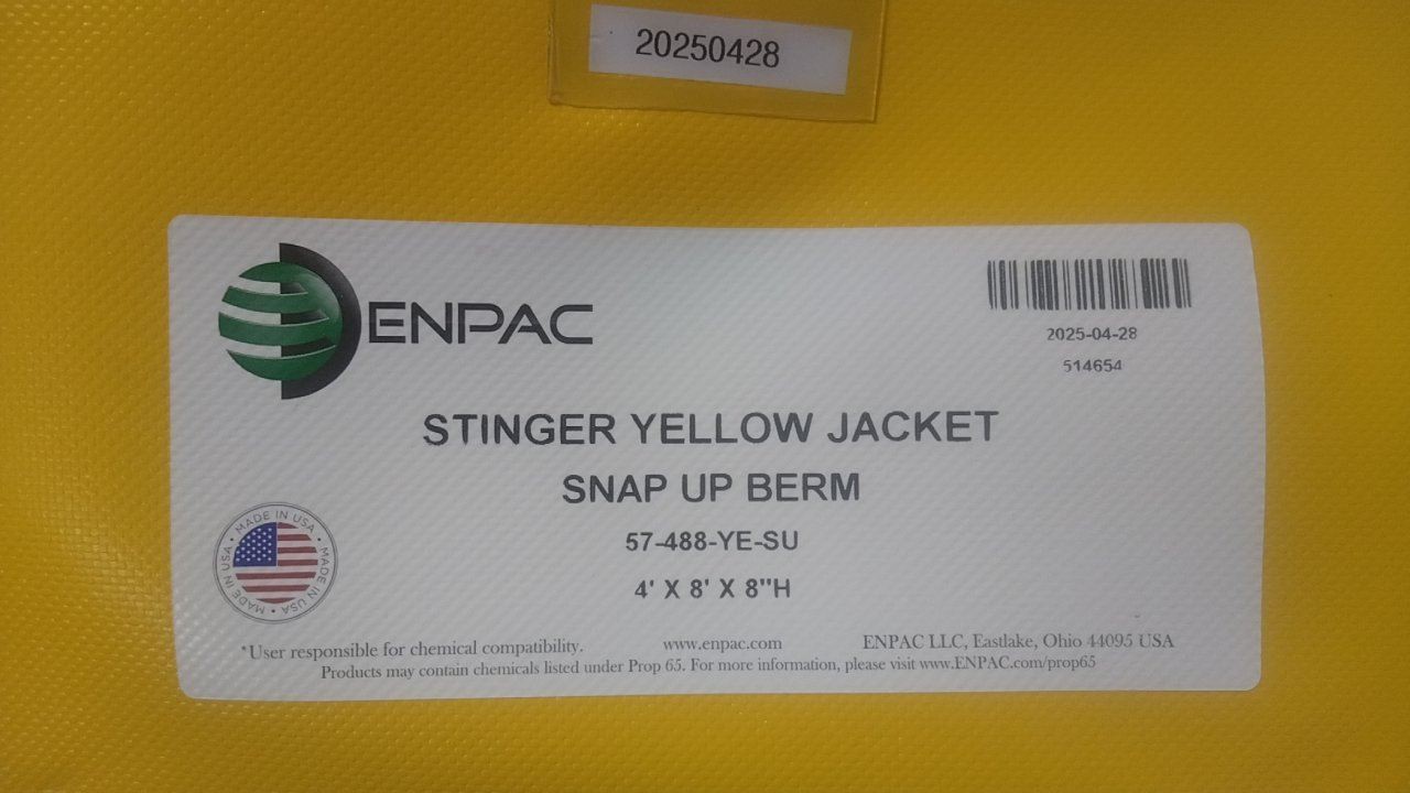 Enpac 57-488-YE-SU 4 Ft Width 8 Ft Length Snap Wall Containment Berm