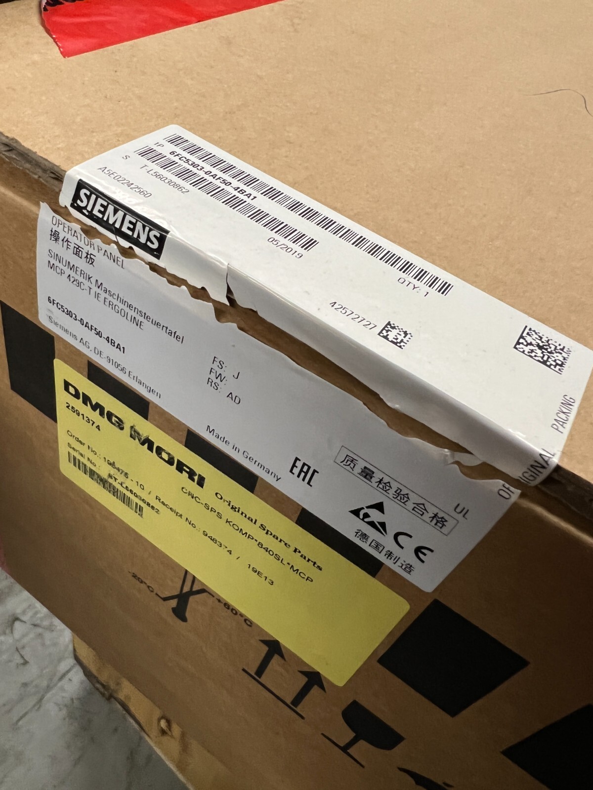 Siemens Sinumerik IE ERGOLINE Control Panel MCP 429C-T 6FC5303-0AF50-4BA1 Ver J