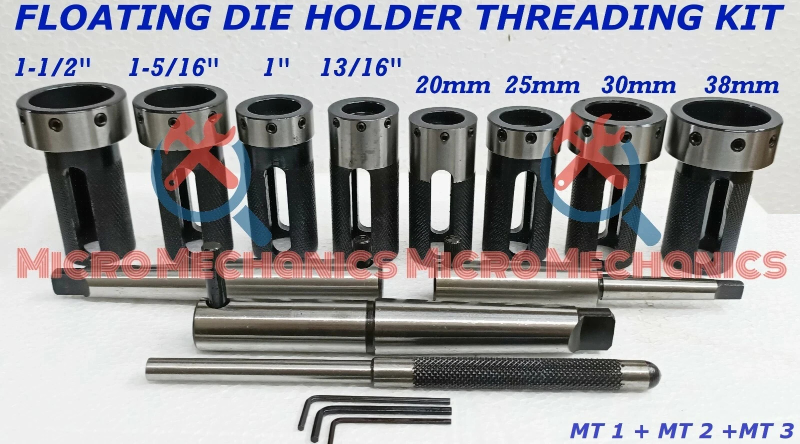1MT 2MT 3MT Lathe Tailstock Die Holder Floating Type Shank Lathe Threading Kit