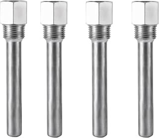 Oumefar 4PCS Thermowell, Stainless Steel Thermowell 1/2 inch NPT Threads Tempera