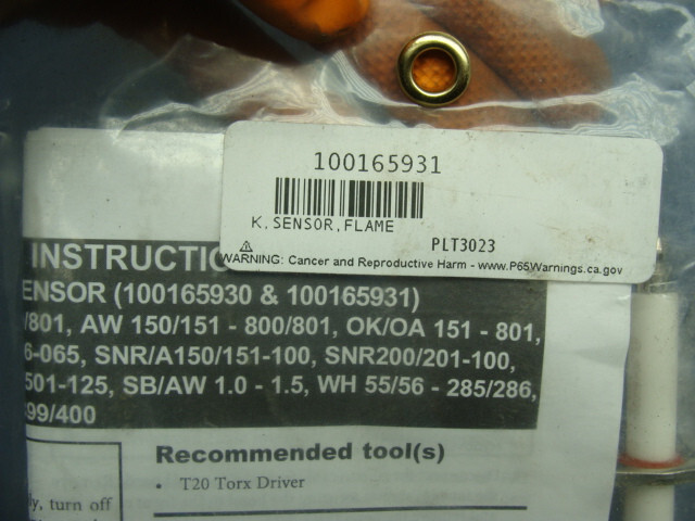 LOCHINVAR K. FLAME SENSOR PLT3023 100165931