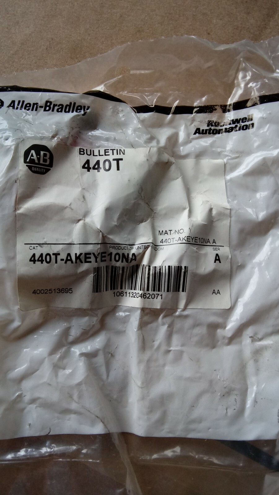 New Allen Bradley 440T-AKEYE10NA “Na” Interlock Key – KEY ONLY