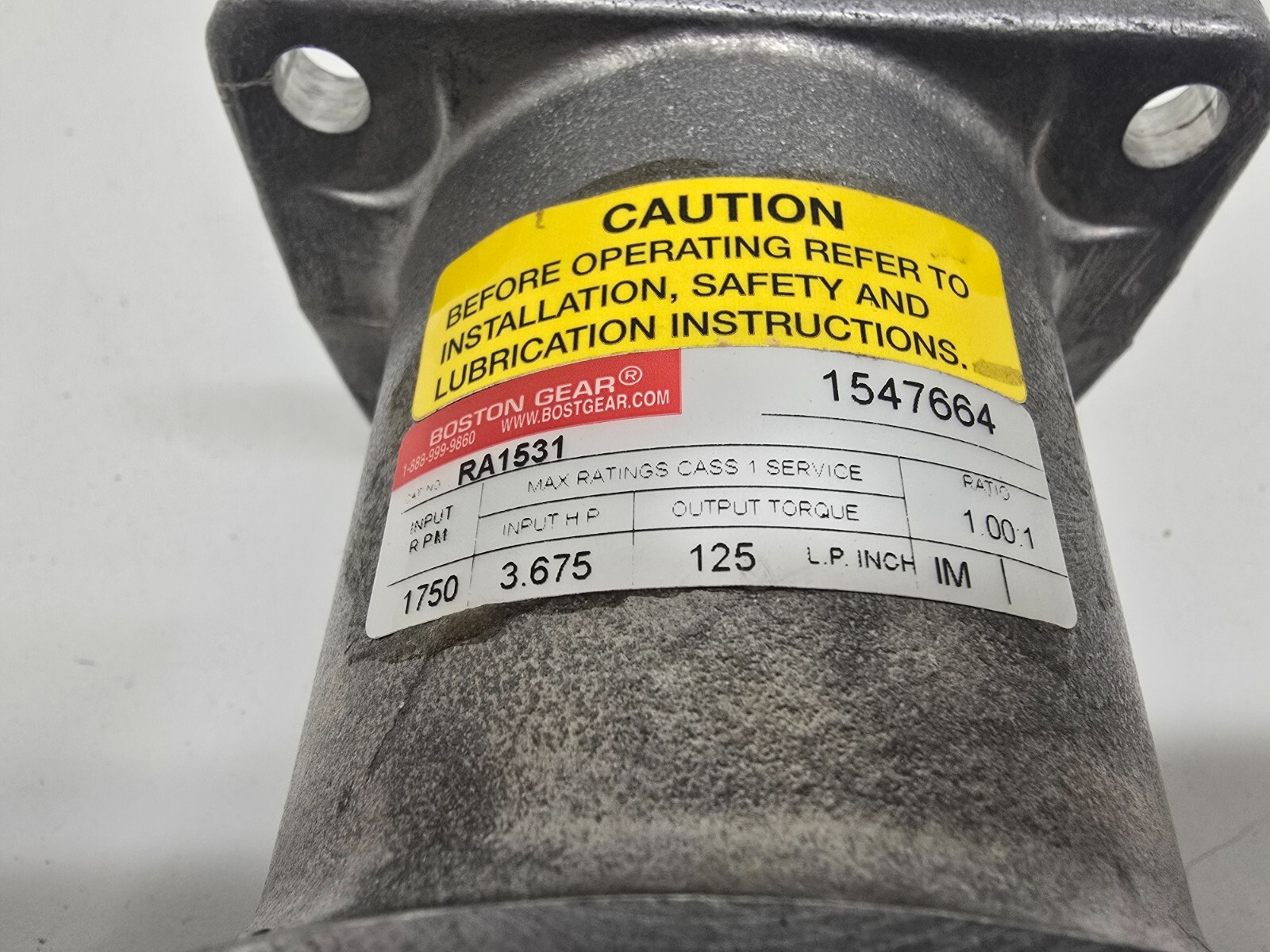 NEW OLD STOCK! BOSTON GEAR 1750RPM 1.00:1 RATIO SPEED REDUCER RA1531