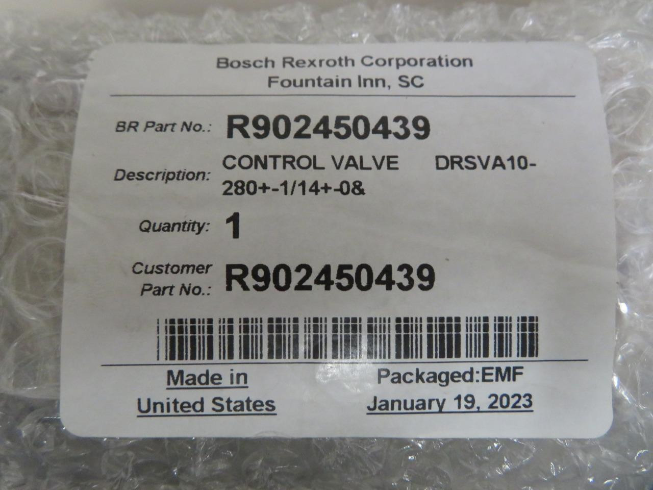 Bosch Rexroth R902450439 Pump Control Valve DRSVA10-280+-1/14+-0.3