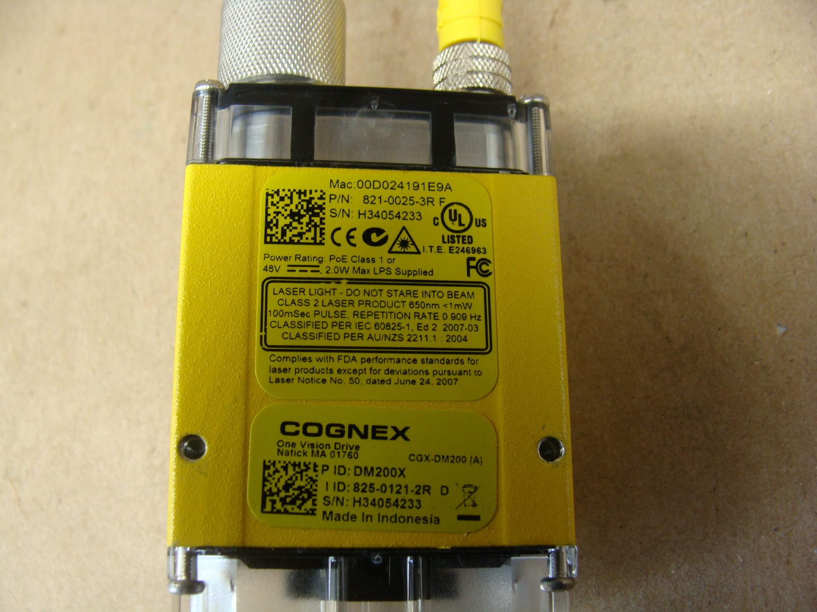 COGNEX DATAMAN BARCODE READER DM200X 821-0025-3R