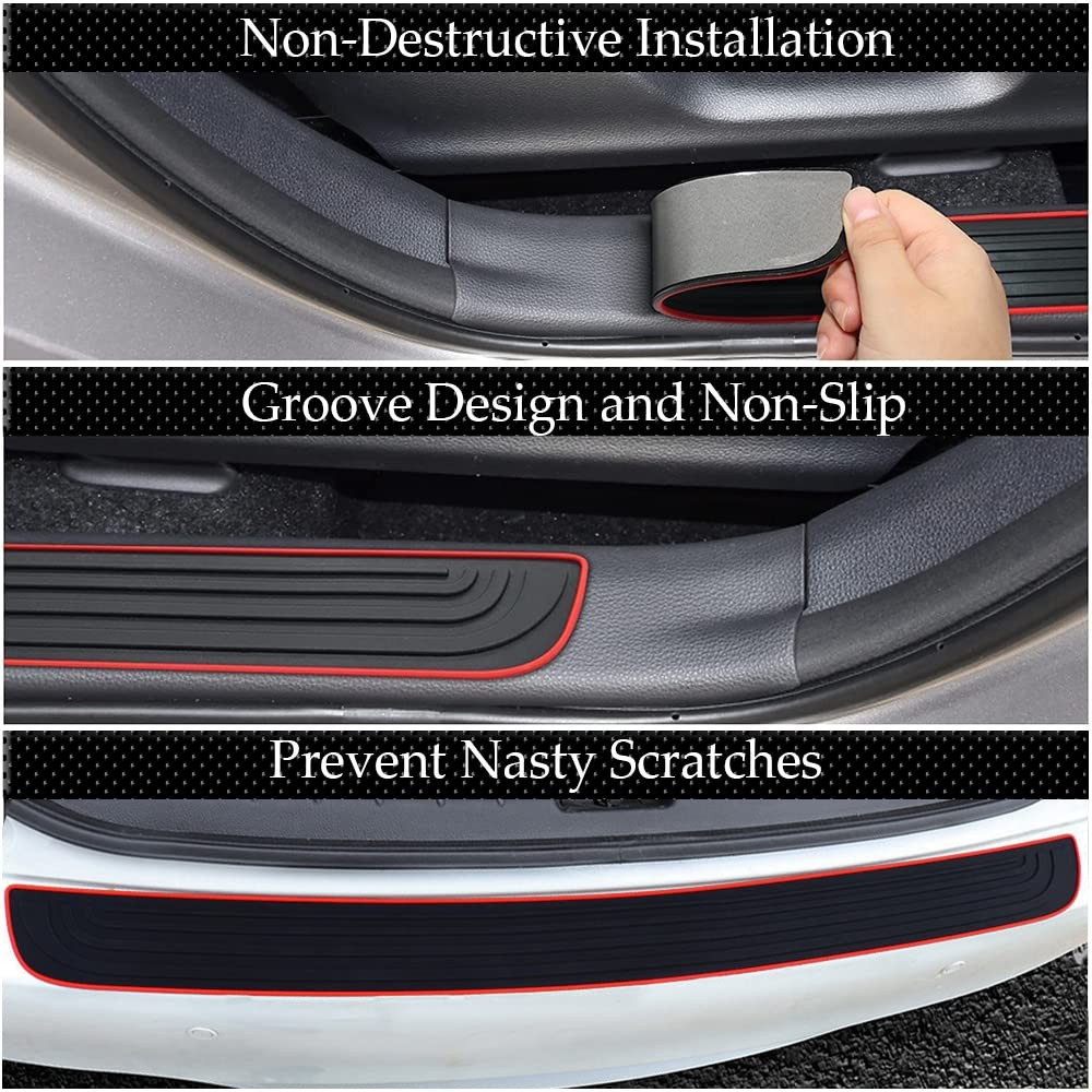 Car Rear Bumper Protector Guard, Universal Rubber Scratch Resistant Trunk Doo…